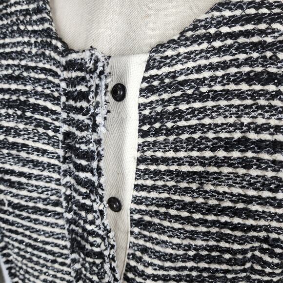 YEST sz 8 US black gray cotton wool snap front jacket tweed bodice Netherlands - Picture 6 of 8
